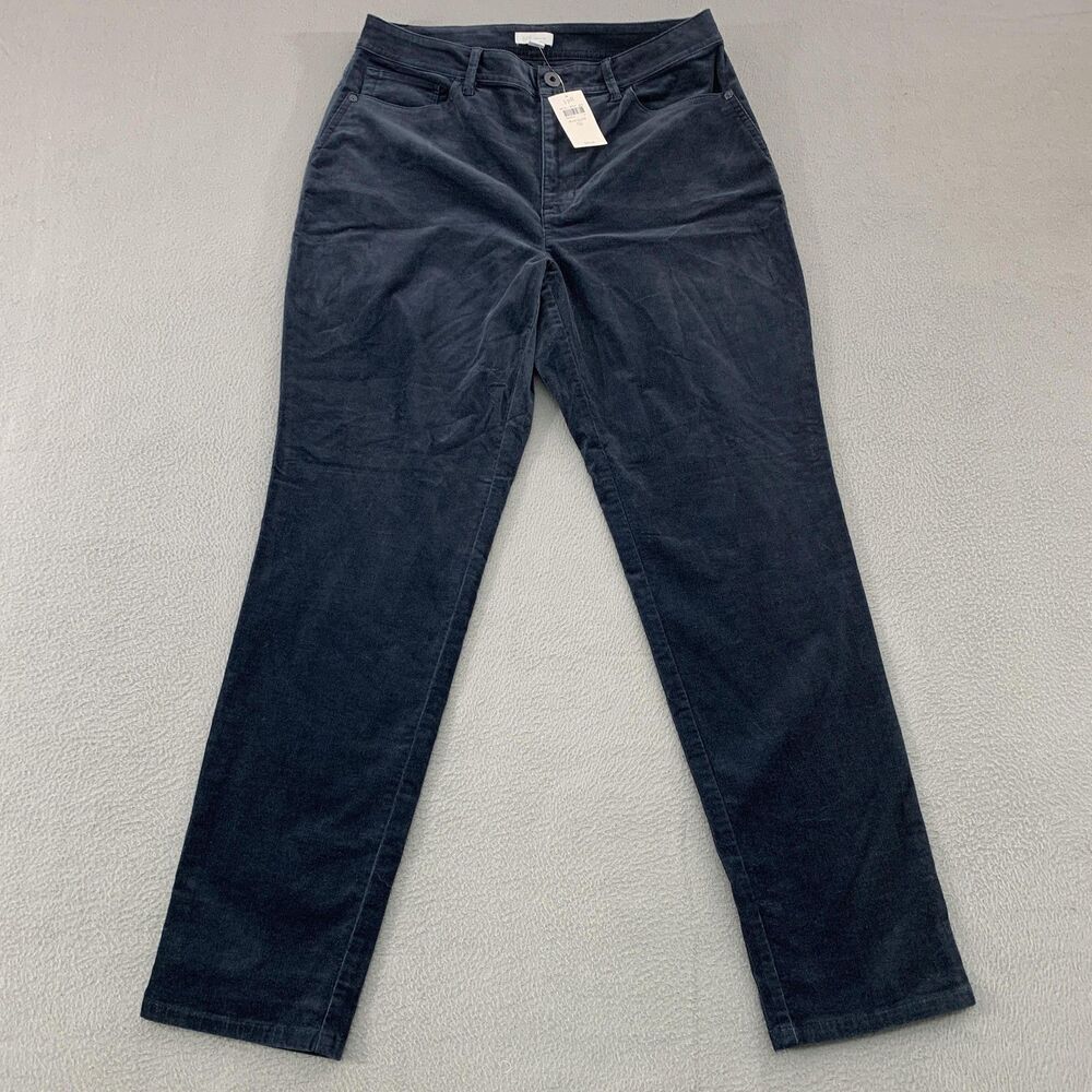 J.Jill Pants Womens 10 Blue Slate Corduroy Curvy Chino Straight Leg Stretch